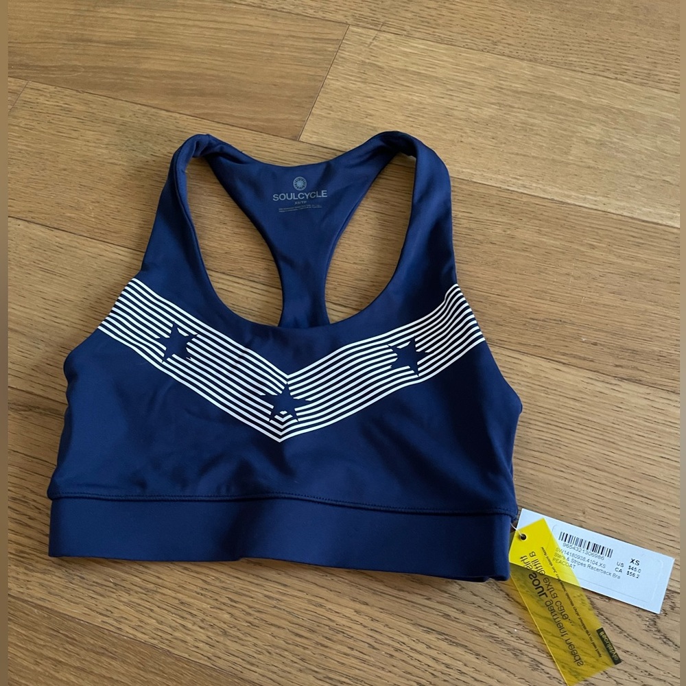 Navy star sports bra